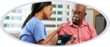 caregiver checking senior man